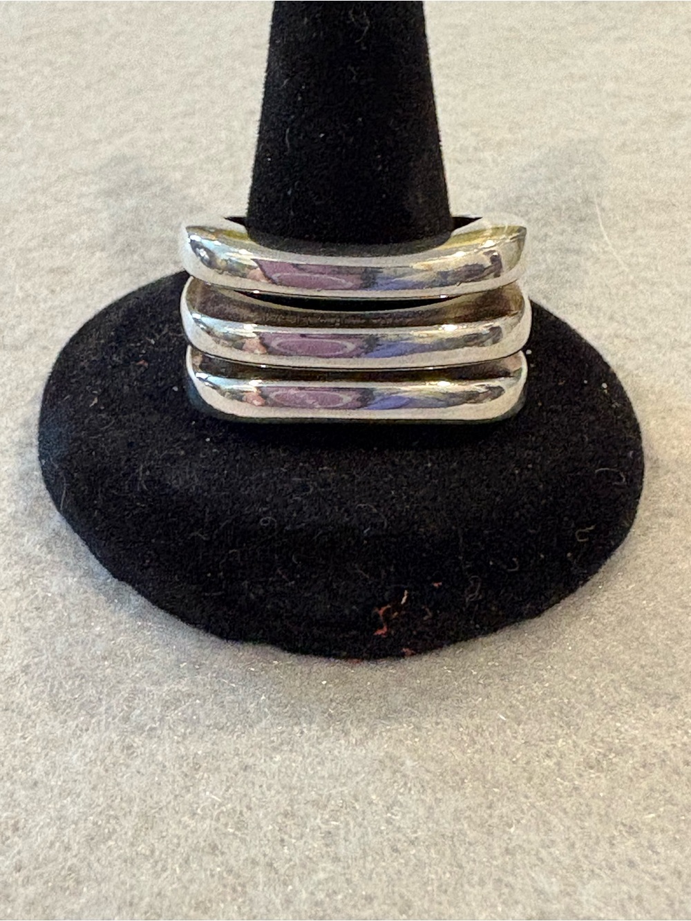 Women's Triple Band Silver Ring - Polished Silver
